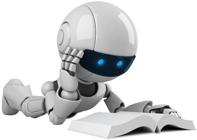 robot lying on book png